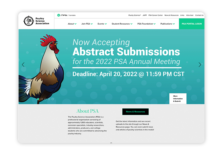 The Poultry Science Association has a great-looking and functional membership website.