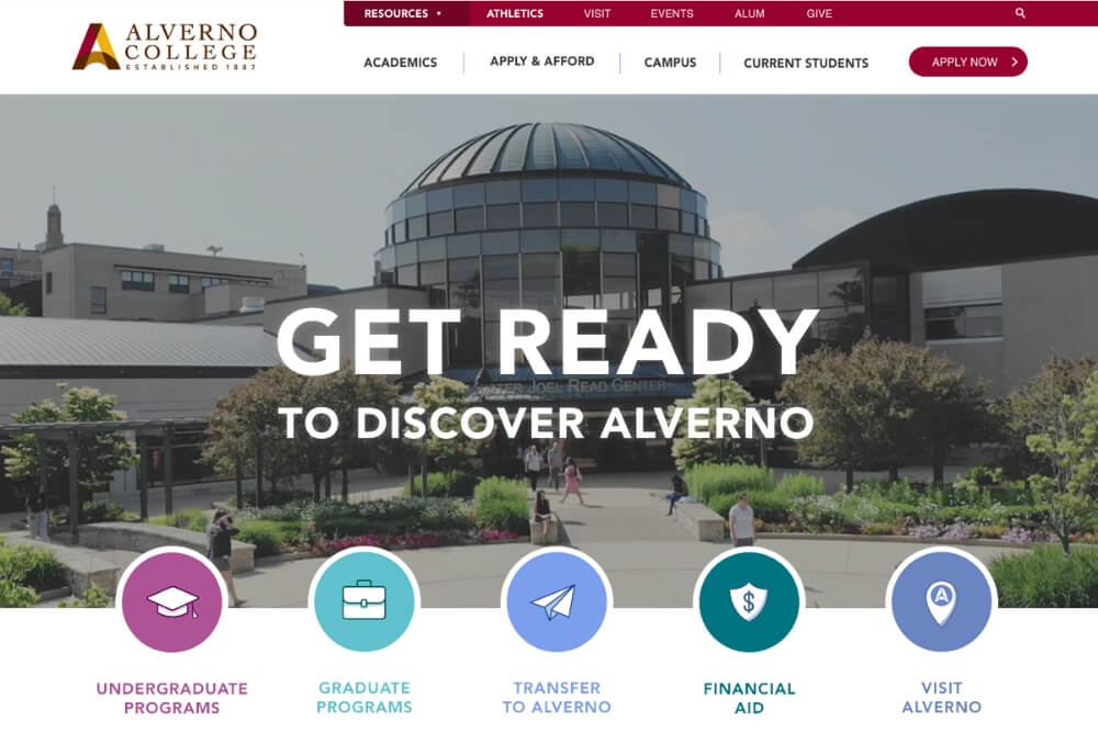 A Screenshot of Alverno College's Website