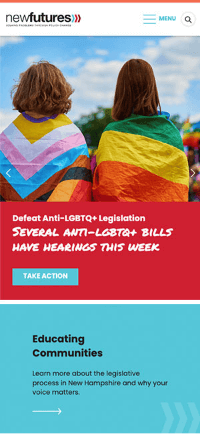 A mobile screenshot of New Future's website