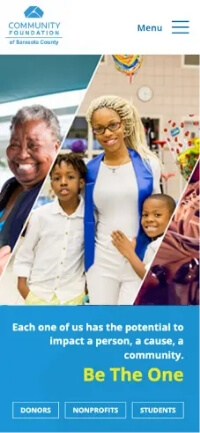 A mobile screenshot of CFSarasota's website