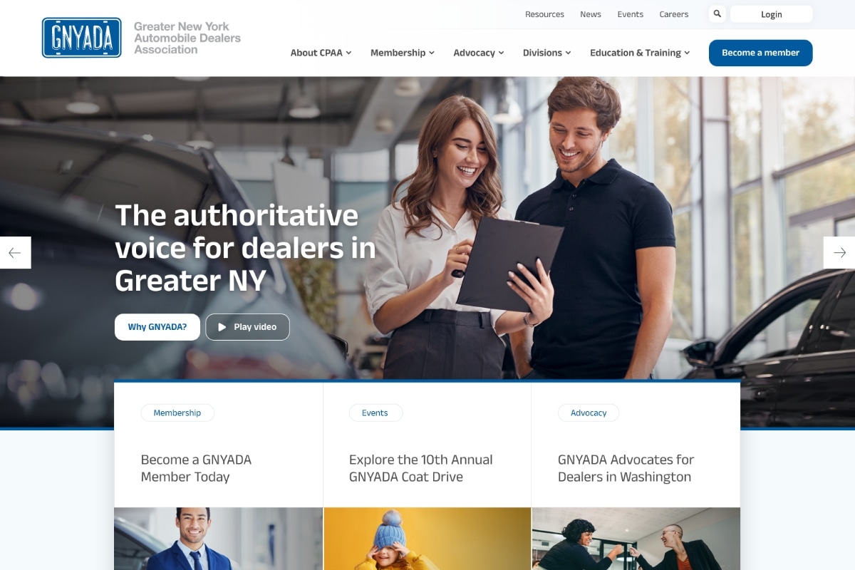 Greater New York Automobile Dealers Association Website Desktop Preview
