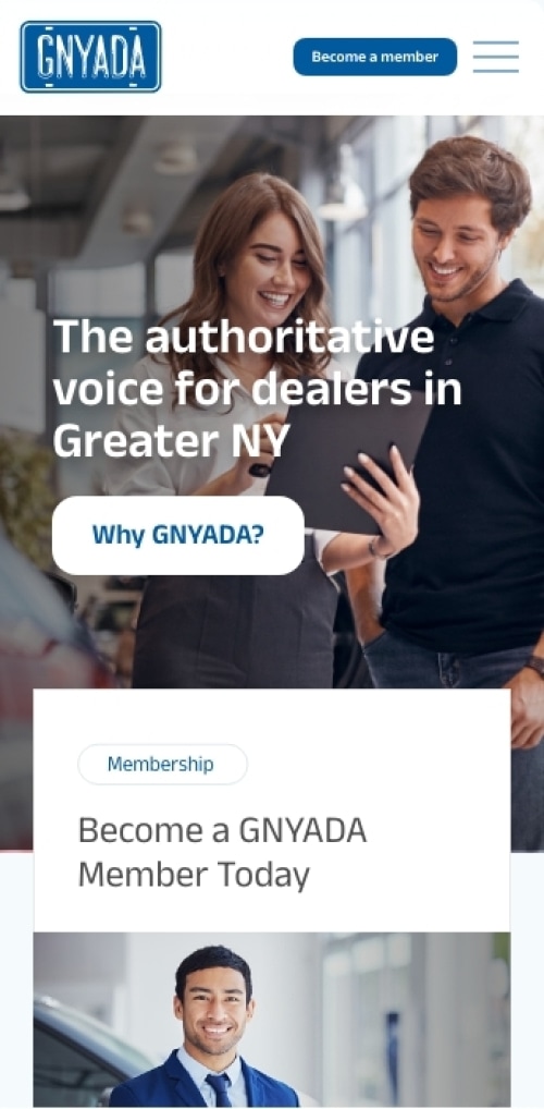 Greater New York Automobile Dealers Association Website Mobile Preview