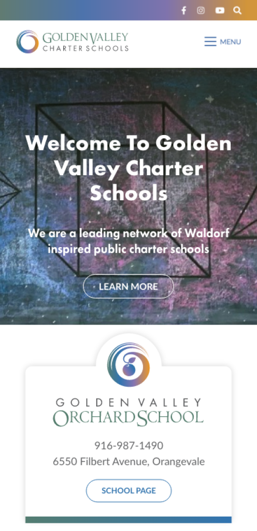 Golden Valley Charter Schools Website Mobile Preview