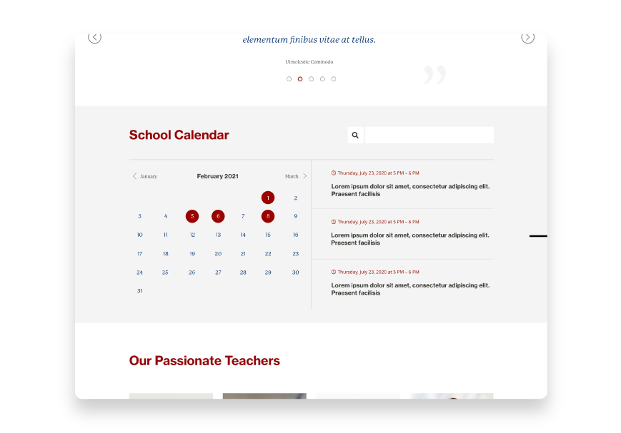Kampus has a built-in calendar to keep audiences up to date. 