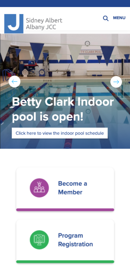 Sidney Albert Albany Jewish Community Center Website Mobile Preview