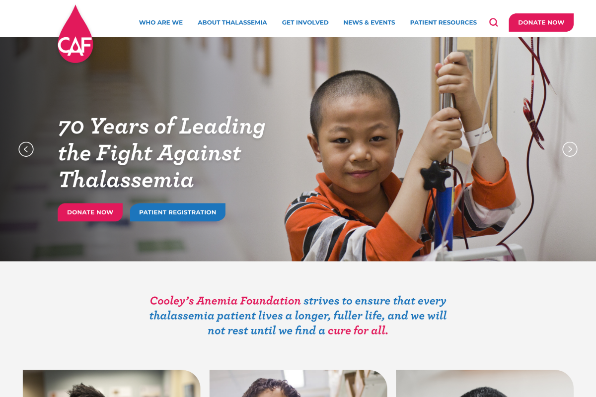 Cooley's Anemia Foundation Website Desktop Preview