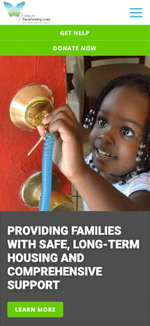 Center for Transforming Lives Website Mobile Preview