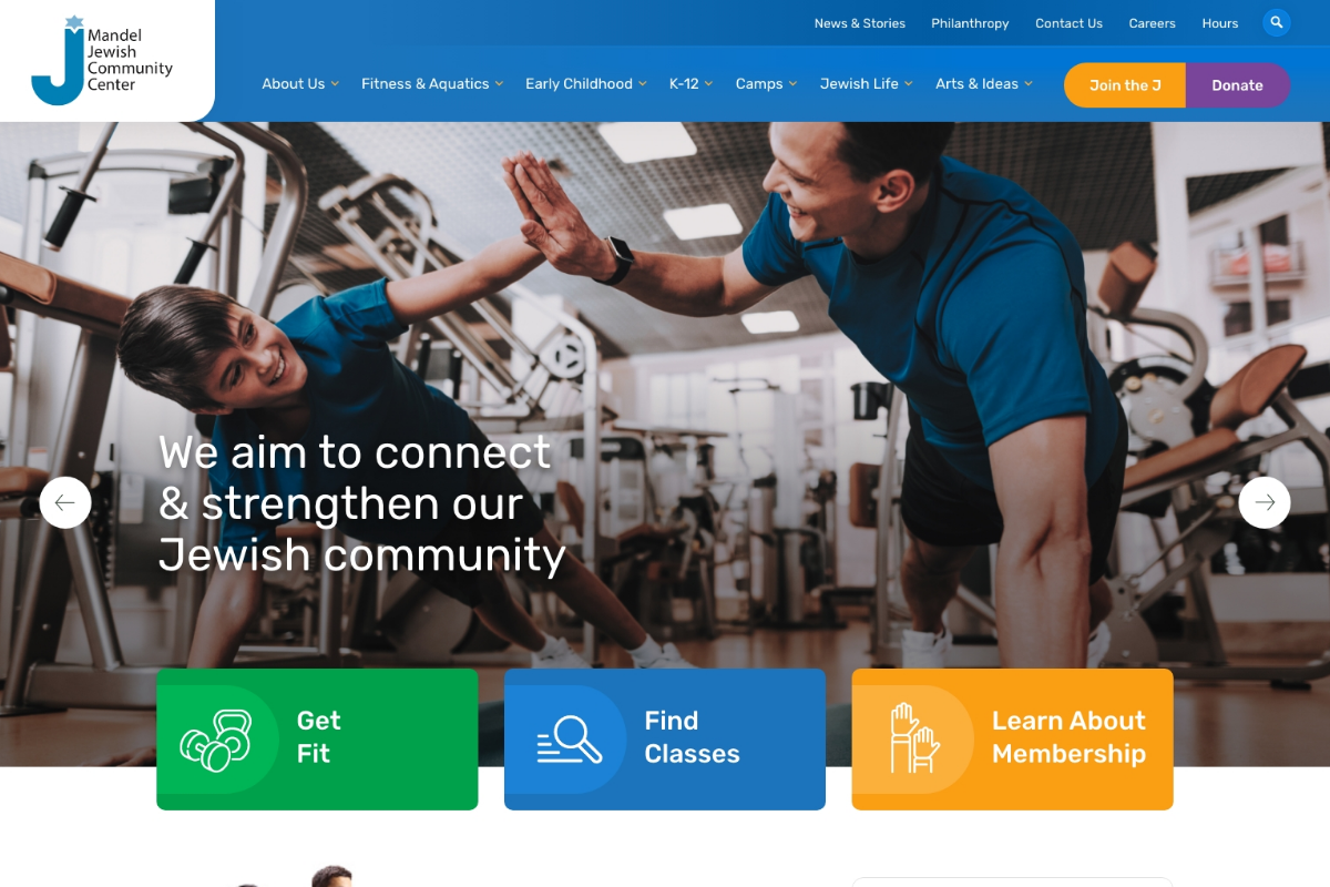 Mandel Jewish Community Center Website Desktop Preview