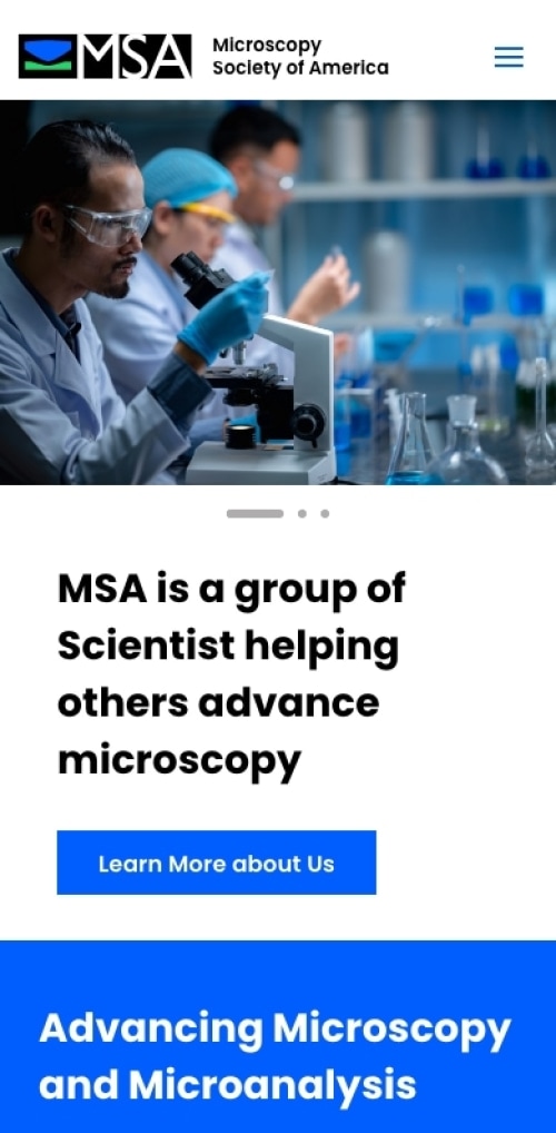 Microscopy Society of America Website Mobile Preview