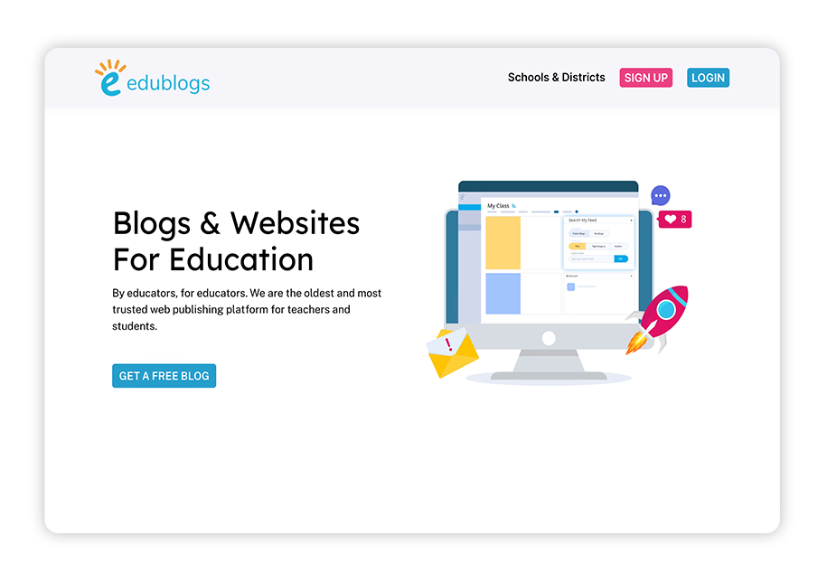 Edublogs is the best school website builder for classroom blogs.